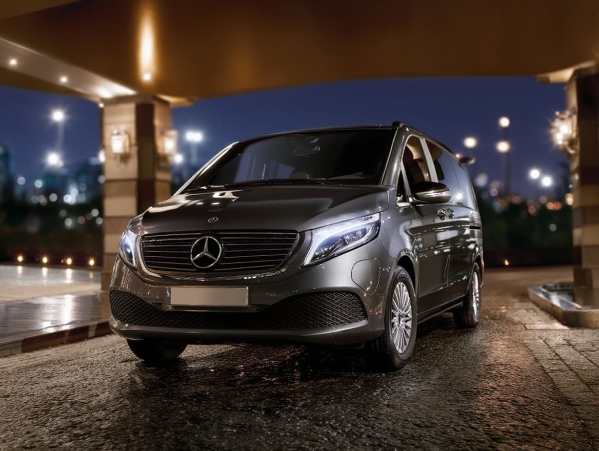 Mercedes EQV 300, face avant, van électrique Paris